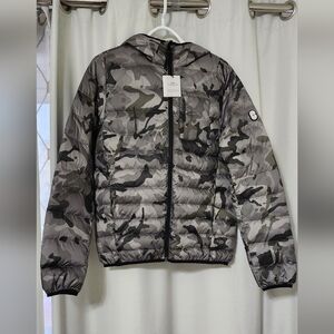 Coach packable down jacket olive ink camo